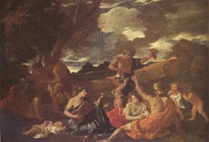 Nicolas Poussin The Andrians Known as the Great Bacchanal with Woman Playing a Lute (mk05) oil painting image